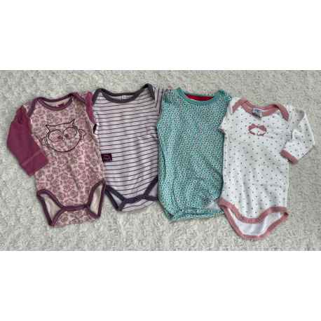 Lot de 4 Bodys Manches Longues 3 mois