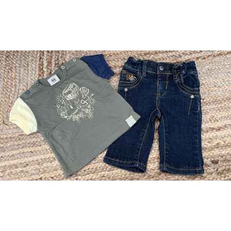 Ensemble 64 Tee shirt + jeans 6 mois