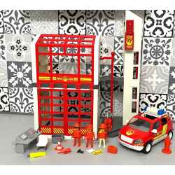 Caserne de Pompiers PLAYMOBIL + Véhicule