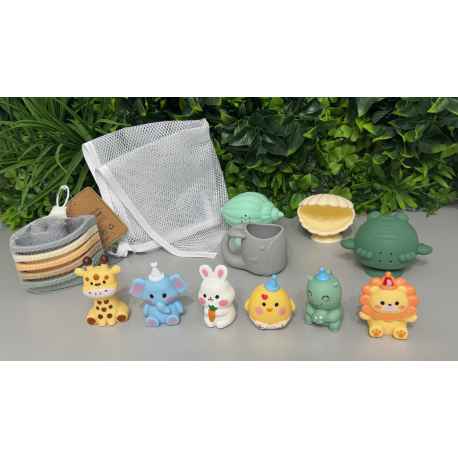 Lot de jouets de bain + Filet Neuf