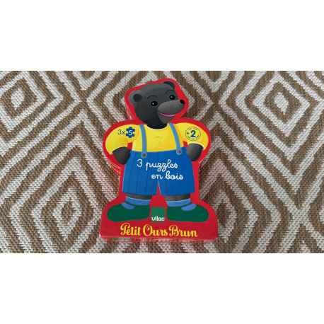 3 Puzzles en bois Petit Ours Brun Vilac