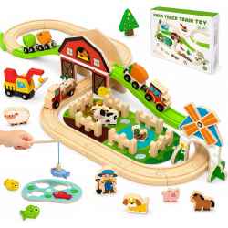 Train en bois 57 pièces Neuf