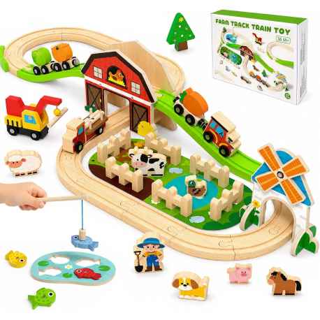 Train en bois 57 pièces Neuf